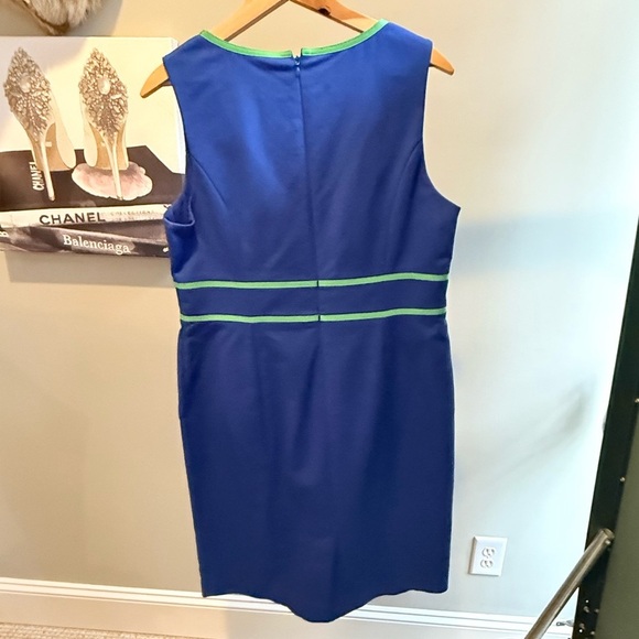 Anne Klein Blue/Green Contrast Trim Midi Sleeveless Sheath Dress Size 12/Large - Picture 6 of 10